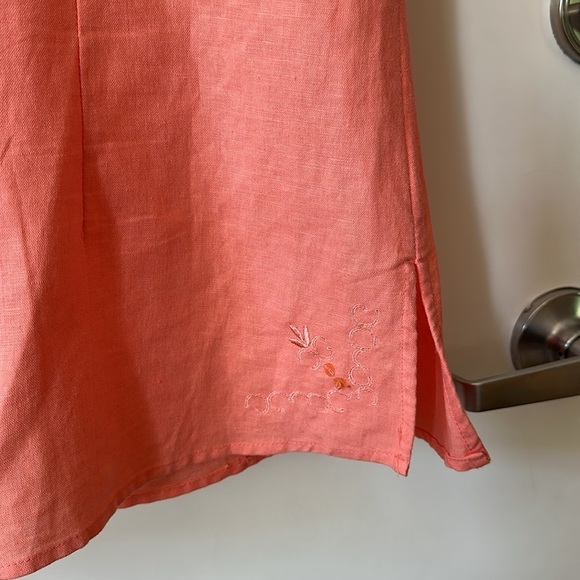 LEMON GRASS | Beaded and Embroidery Pink Sleeveless Linen Cotton Tank Top - Picture 8 of 11